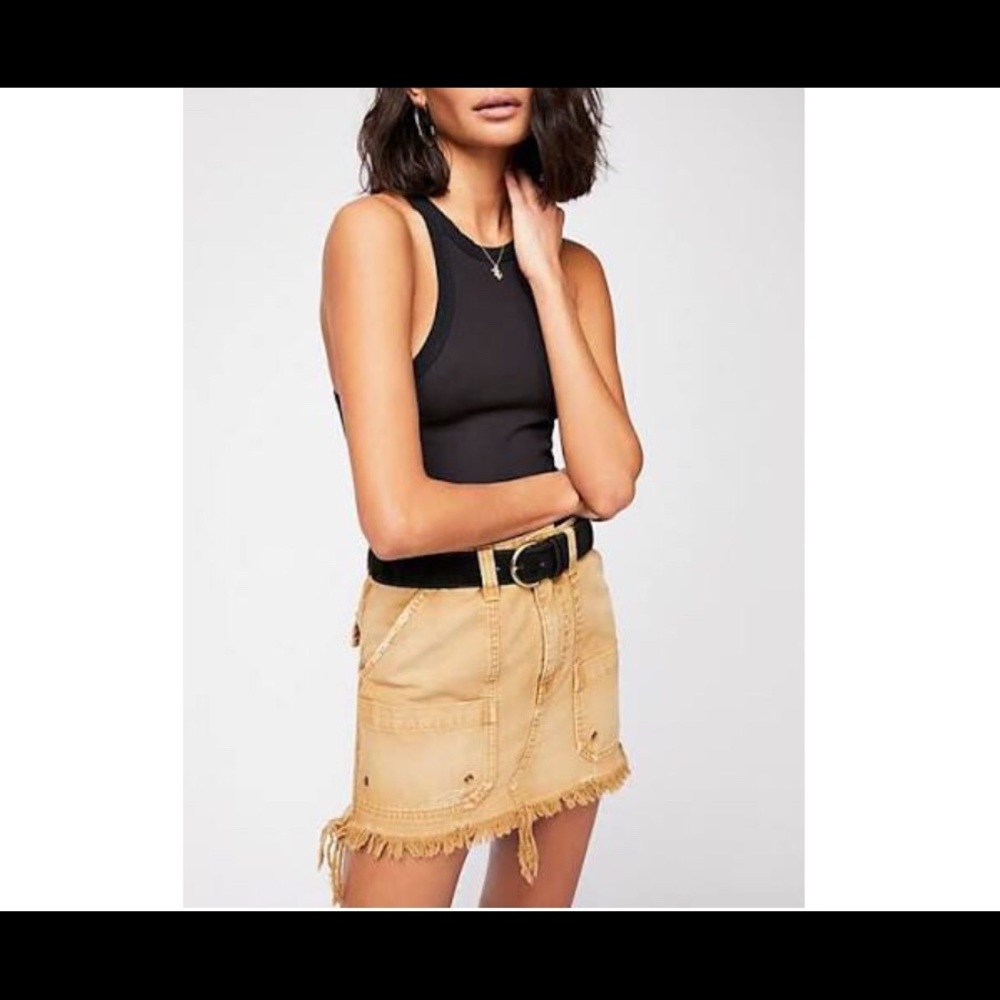 FREE PEOPLE Canvas Relaxed Denim Mini Skirt